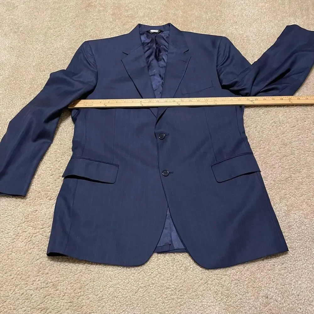 Jos A Bank Signature Collection Blazer Mens 42R Navy Blue Wool Silk Sport Coat